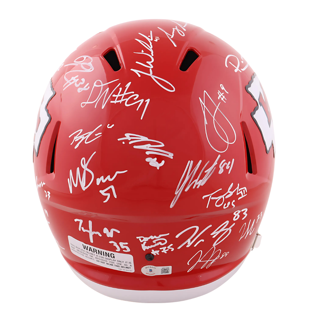 Patrick Mahomes, Travis Kelce, Andy Reid, and the Rest of the Chiefs Super LVII Team Signed full-size Helmet