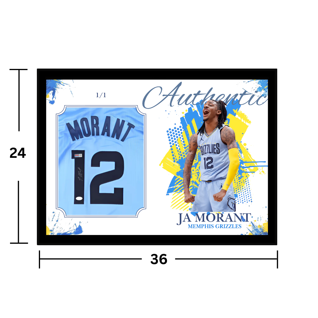 Framed Ja Morant Signed Memphis Jersey
