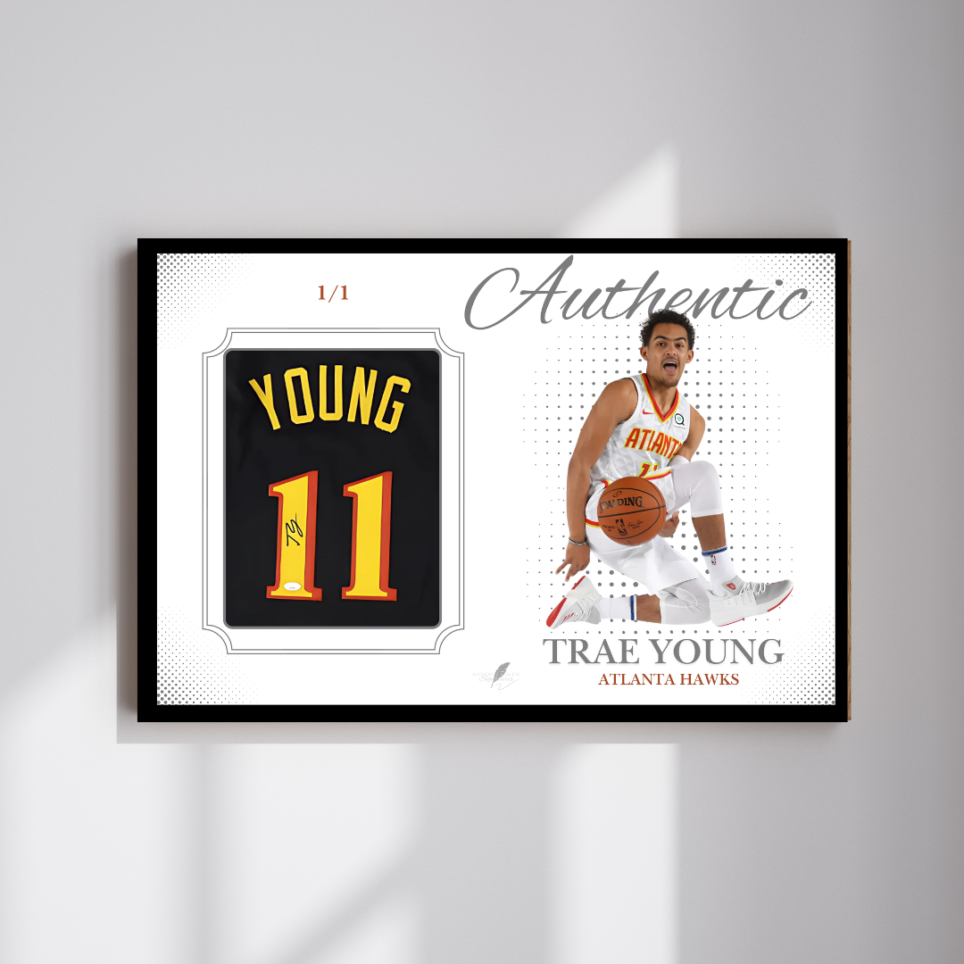 Framed Trae Young Signed Jersey