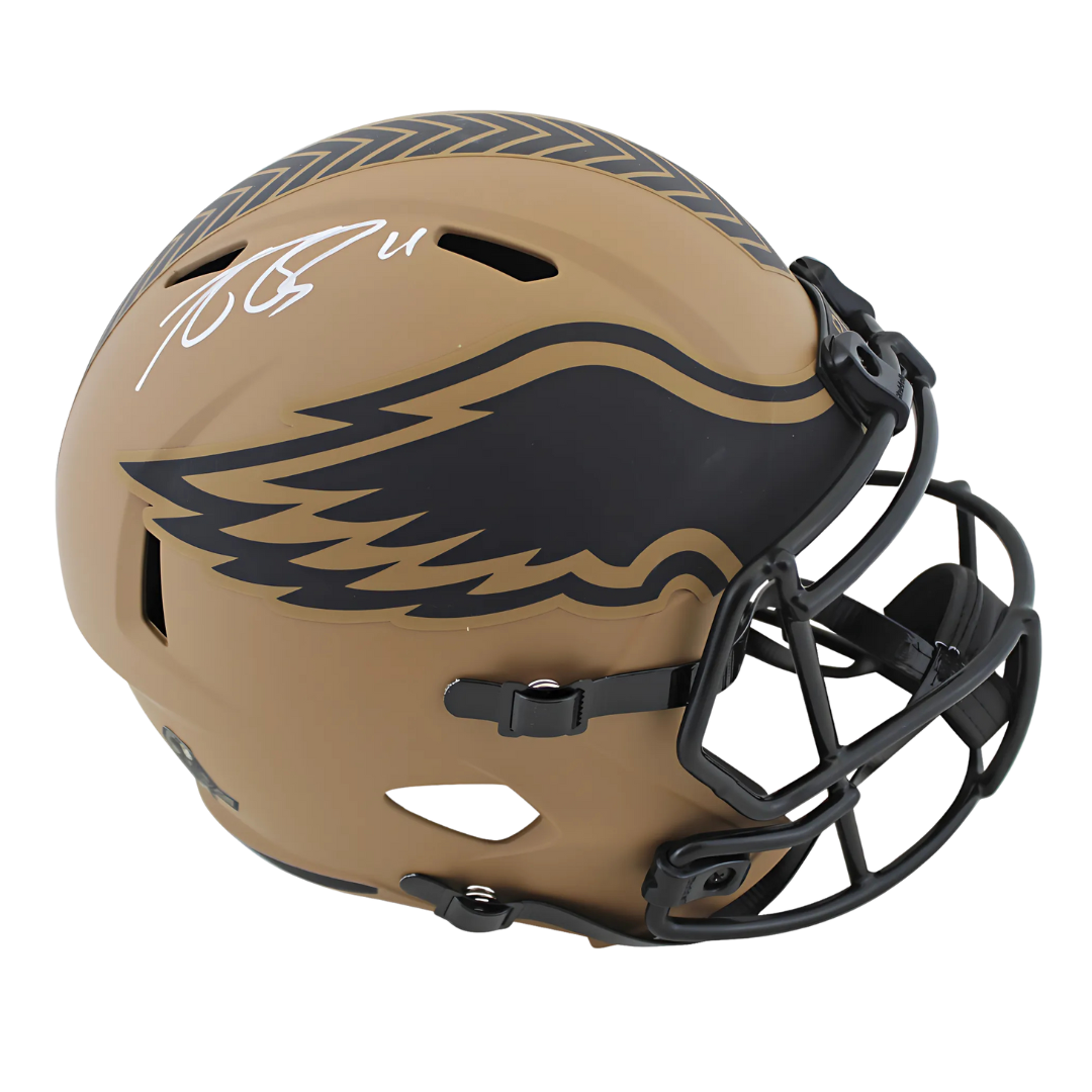 AJ Brown Autographed Eagles Full Sized Salute to Service Helmet