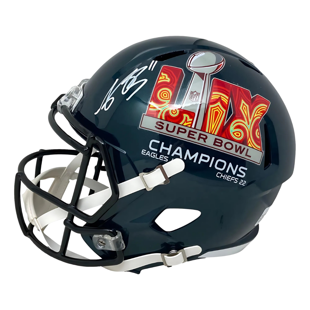 AJ Brown Autographed Eagles Full Sized SuperBowl LIX Helmet