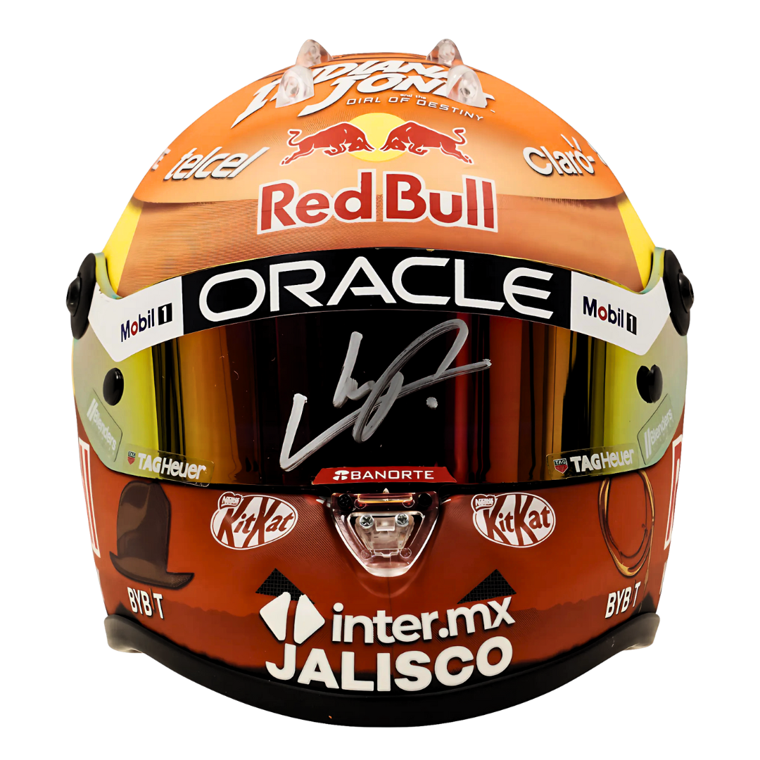 Sergio "Checo" Perez Signed Red Bull "Disney Indiana Jones" 1:2 Scale Racing Helmet