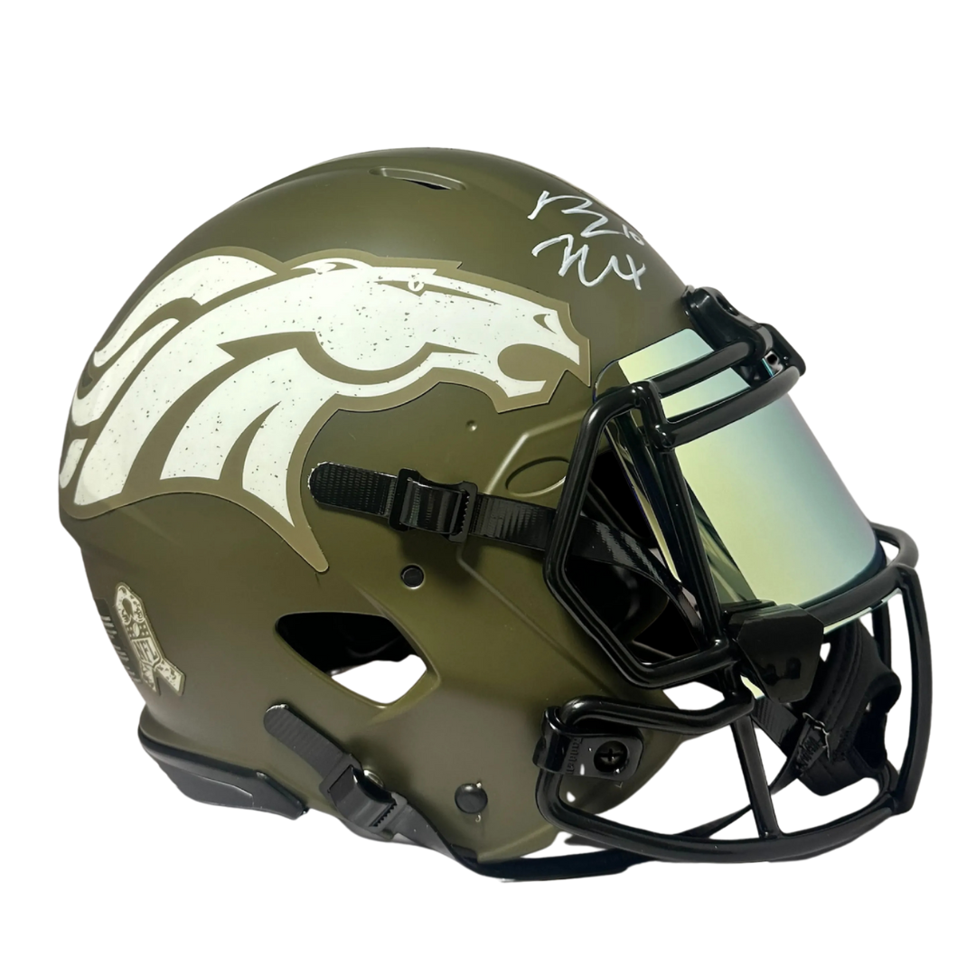 Bo Nix autographed Authentic Salute to Service Broncos helmet