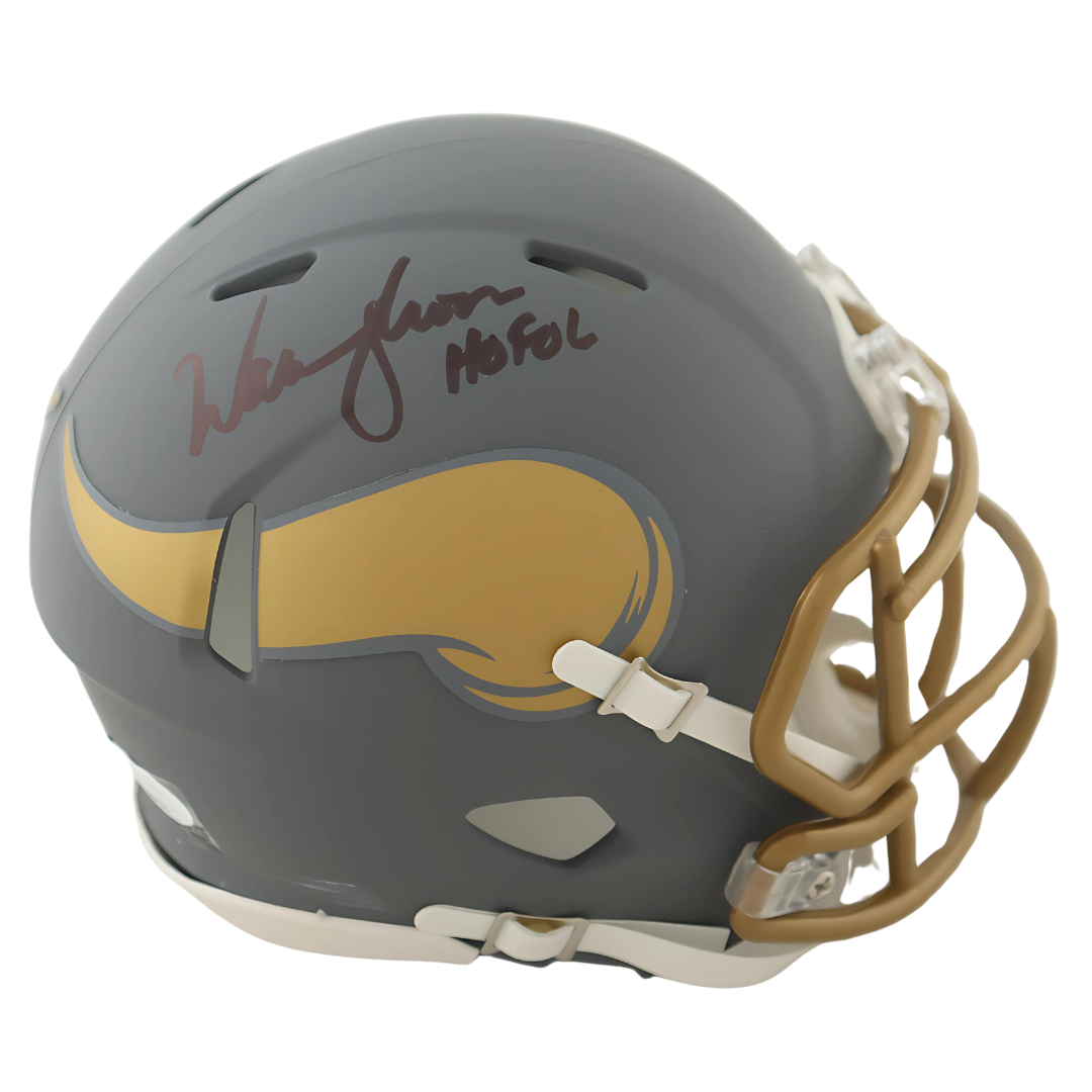 Warren Moon Signed Vikings Mini Helmet Inscribed "HOF 06"