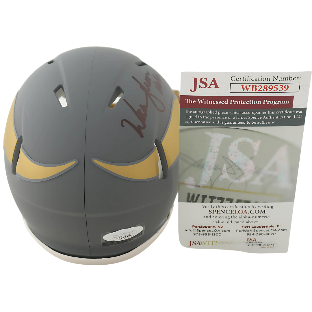 Warren Moon Signed Vikings Mini Helmet Inscribed "HOF 06"