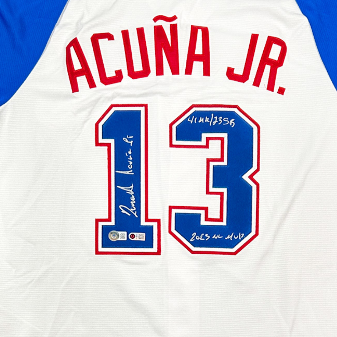 Ronald Acuna Jr. Signed "41HR/73SB, 23 MVP" Nike City Connect Jersey