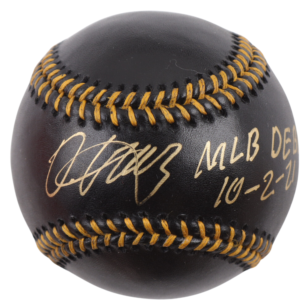 Oneil Cruz Signed Baseball Inscribed "MLB Debut 10-2-21"