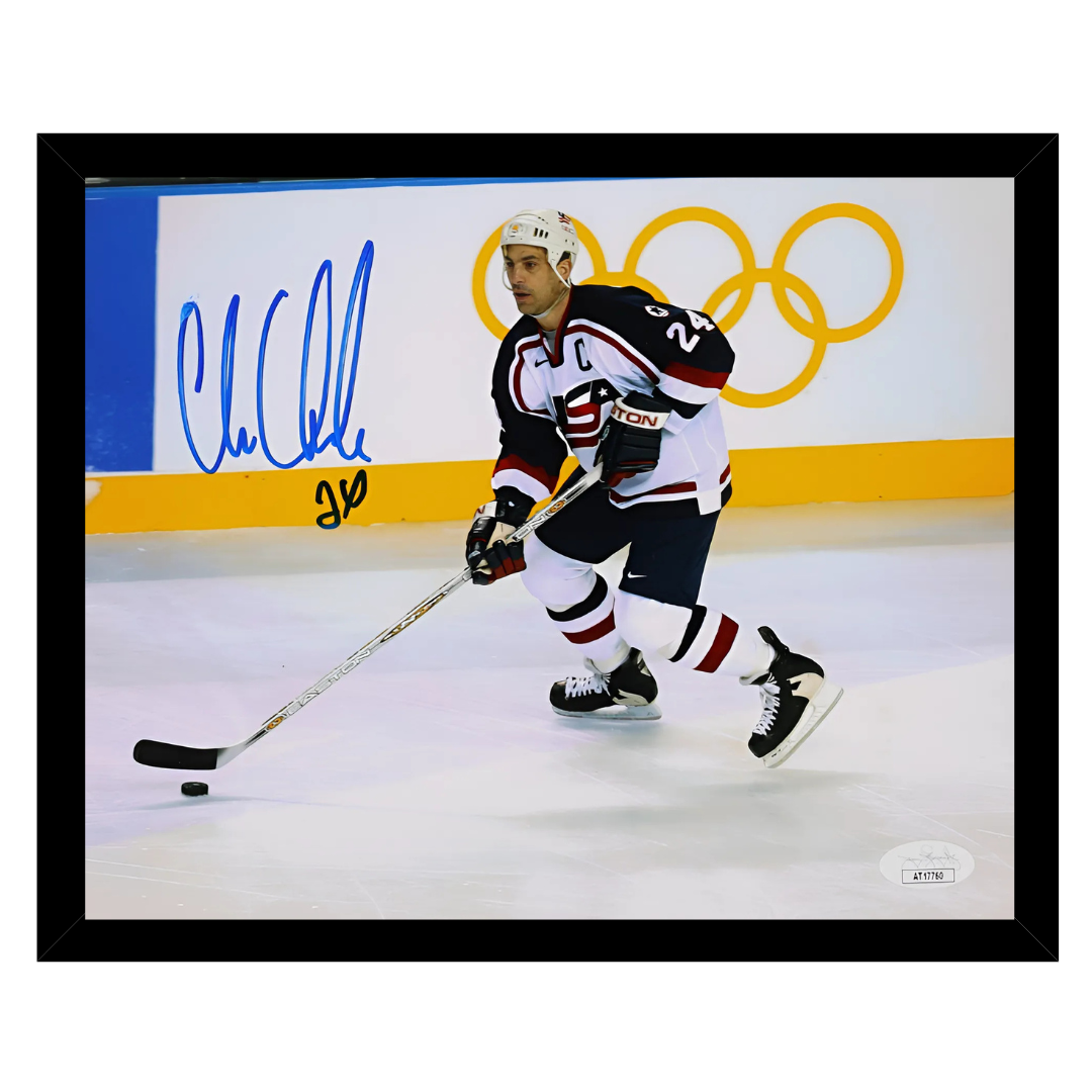 Chris Chelios Signed and Framed Olympics Photo