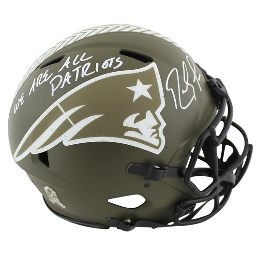 Randy Moss Autographed Salute to Service Patriots Full-Size Authentic Helmet “We Are All Patriots”