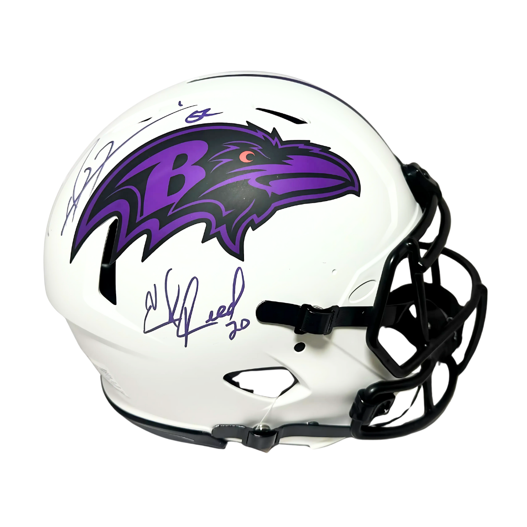 Ray Lewis & Ed Reed Signed Baltimore Ravens Lunar Authentic Helmet