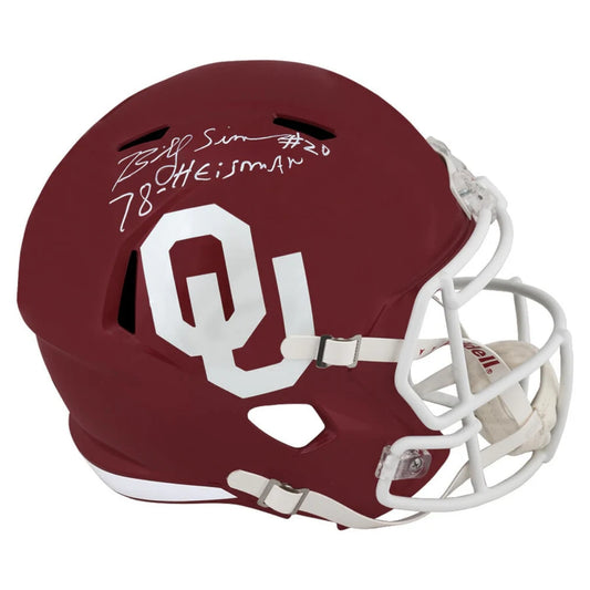 Billy Sims Autographed Full sized Oklahoma Sooner Helmet "78 Heisman"
