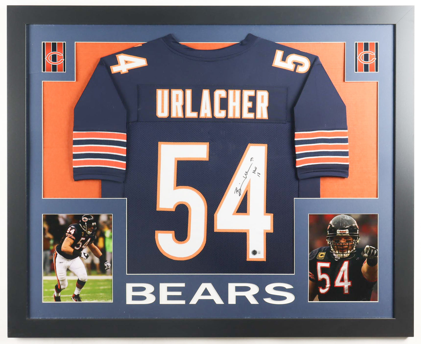 Brian Urlacher Signed & Inscribed “HOF 18” Custom Framed Jersey Display